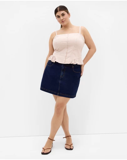 City Chic - Plus size Tessa Check Print Bustier Top - taupe