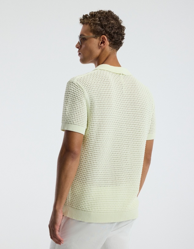 Calibre - Textured Open Knit Polo Citron