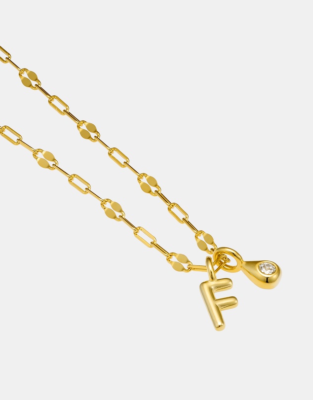 Zoe Olivia - 14K Gold Vermeil Imprint Initial F Cubic Zirconia Necklace