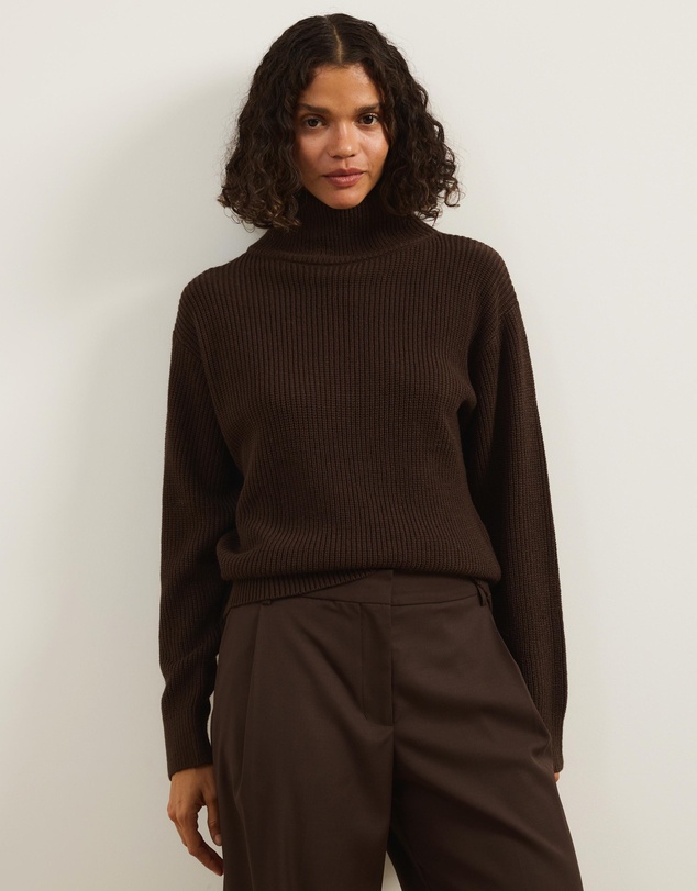 Atmos&Here - Alice Rib Knit Funnel Neck Jumper