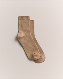 Trenery - Metallic Rib 1/4 Crew Sock in Light Camel