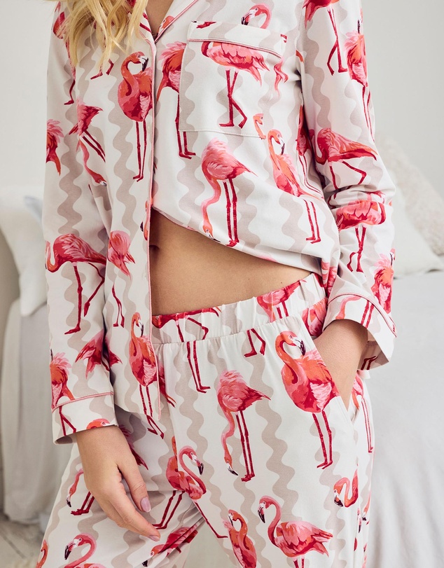 Chelsea Peers - Organic Cotton Flamingo Long Pyjama Set