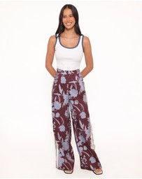 Petal & Pup - Aine Wide Leg Tailored Pant - Burgundy Floral