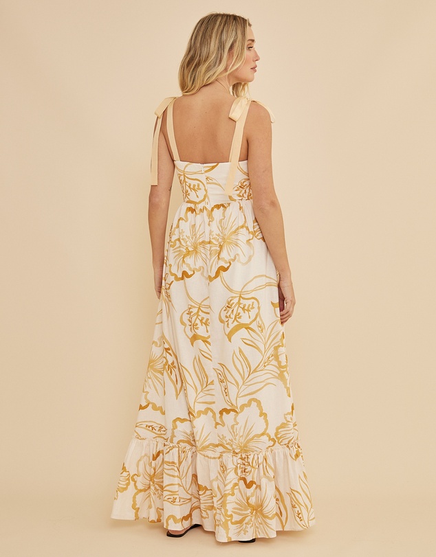 Amelius - Rosemallow Shoulder Tie Maxi Dress
