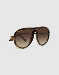 Belle & Bloom - Undercurrent Oversized Aviator Sunglasses - Mosaic Tort