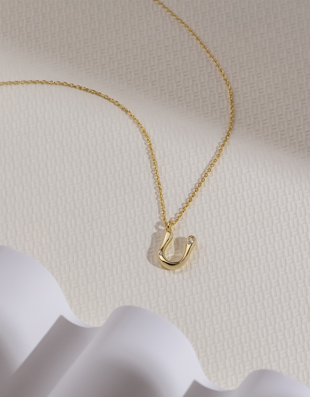 Wanderlust + Co - Alphabet Bubble Pendant Necklace - Letter U