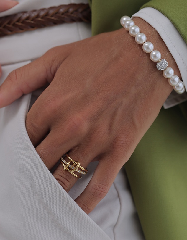Elli Jewelry - Bracelet with Pearls Ball Synthetic Pearl 925 Sterling Silver Gold-plated