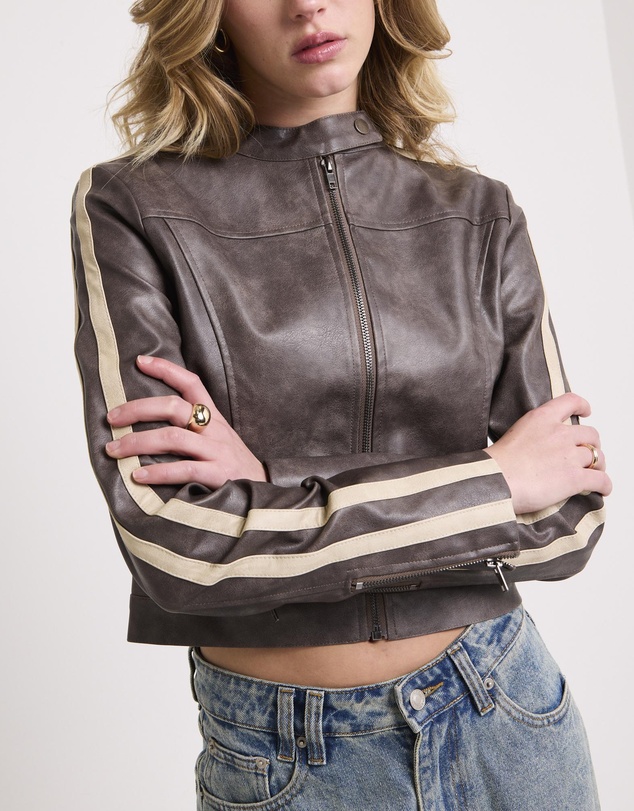 Insight - Ryda Leather Look Moto Jacket