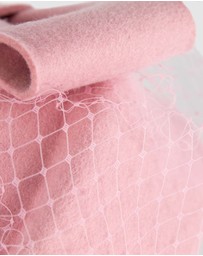 Max Alexander - Felt Pink Pillbox Hat With Veil