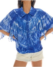 THE TALES - Ibiza Sky Silk Fringed Shirt