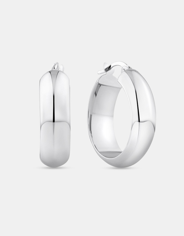 Michael Hill - 15mm Half Round Hoop Earrings in 10kt White Gold