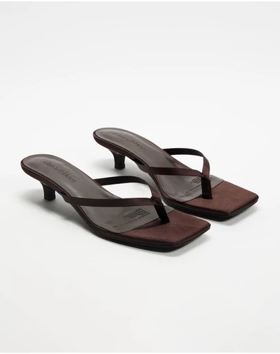 Atmos&Here - Oceane Satin Kitten Heel Sandals