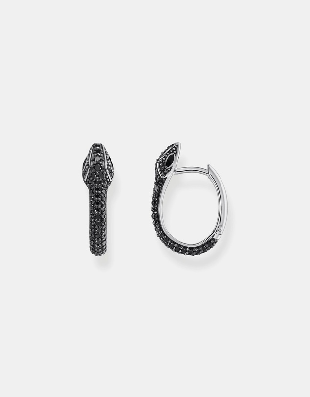 THOMAS SABO - Snake hoop earrings with black zirconia