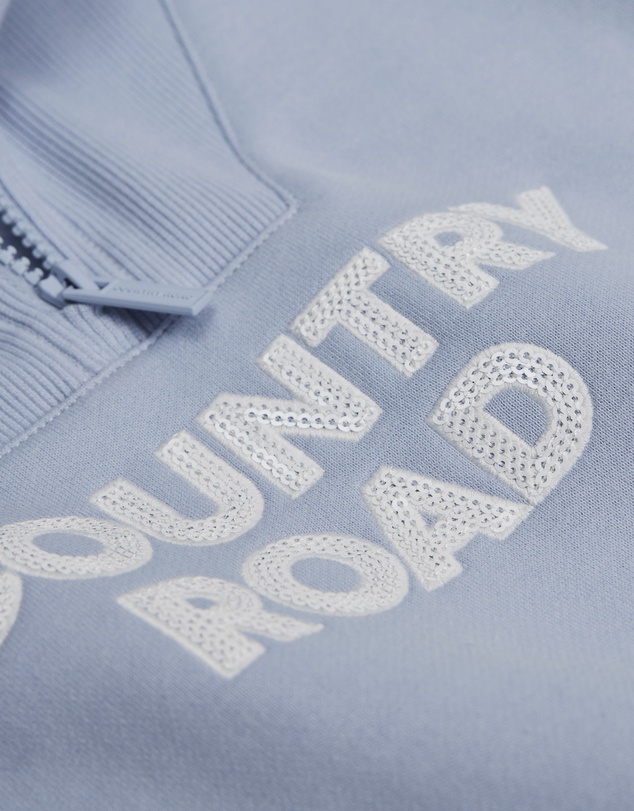 Country Road - Australian Cotton Blend Sequin Half Zip Sweat