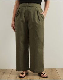 Atmos&Here Curvy - Clara Cotton Linen Tailored Pants
