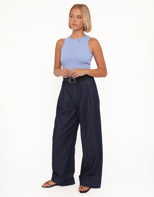 Petal & Pup - Elinor Cuffed Denim Pant - Dark Wash