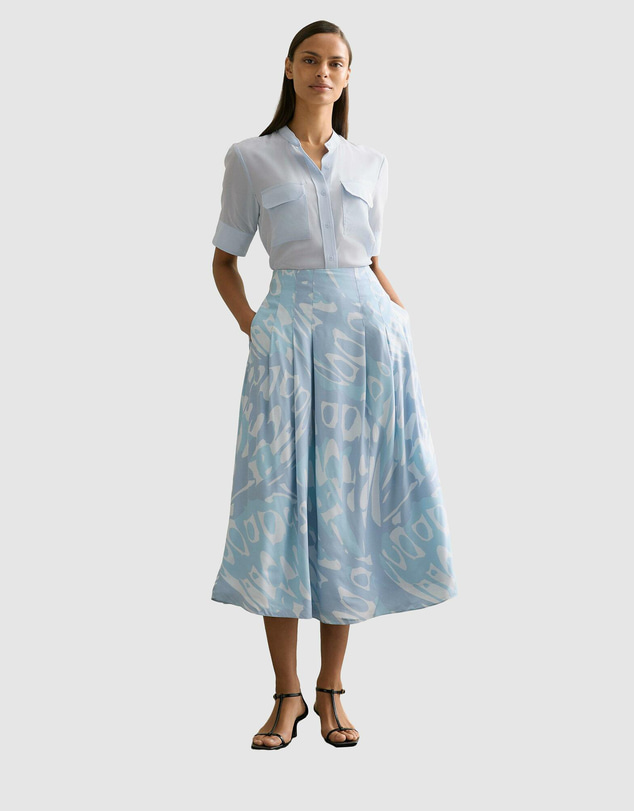 Trenery - Draped Twill Butterfly Print Pleat Detail Skirt