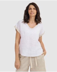 CAMIXA - Martina Linen V-Neck T-shirt