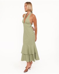 Petal & Pup - Robyn Halterneck Maxi Dress - Olive Green