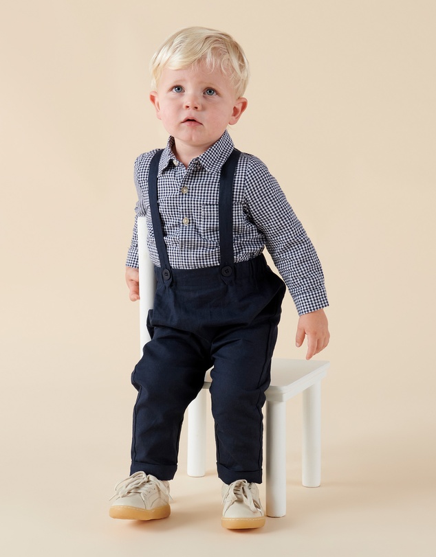 Designer Kidz - Finley Linen Suspender Pants