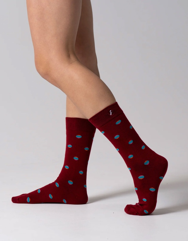 Swanky Socks - Maroon Retro Polka Dots
