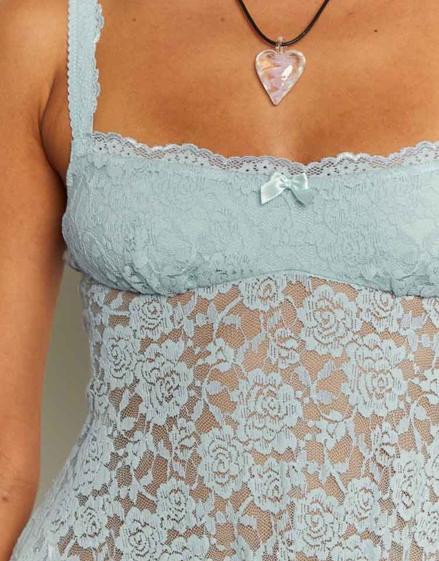 Beginning Boutique - All Mine Blue Lace Mini Dress