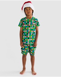Kip&Co - Christmas Organic Cotton Short Sleeve Tee & Shorts Pyjama Set - Teens
