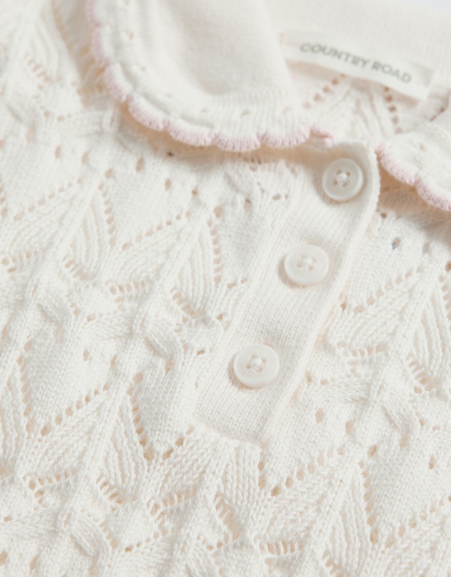 Country Road - Australian Cotton Short Sleeve Collar Knit Top