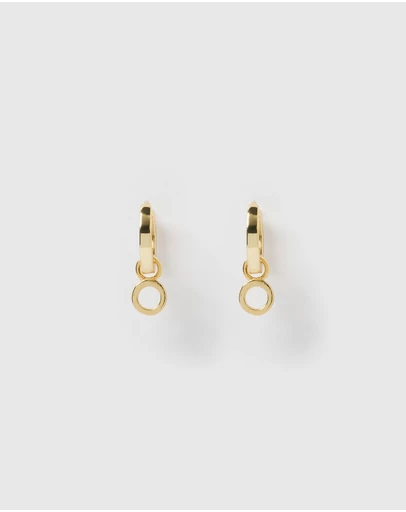 Izoa - Alphabet Letter O Huggie Earrings Gold