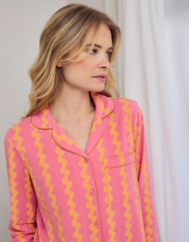 Chelsea Peers - Organic Cotton Wiggle Stripe Long Pyjama Set