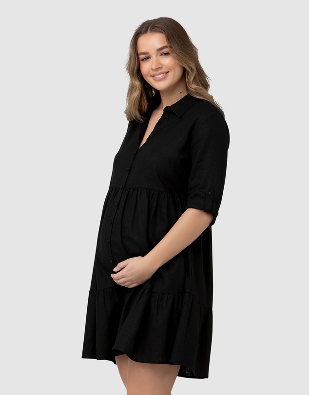 Ripe Maternity - Adel Linen Button Through Dress