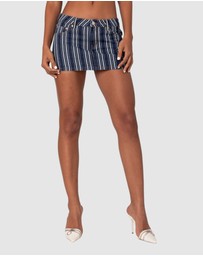 EDIKTED - Inez Striped Denim Mini Skirt