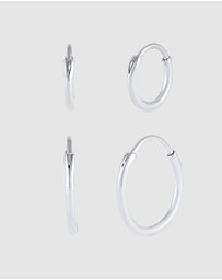 Kuzzoi - ICONIC EXCLUSIVE - Earrings Creole Set Duo Basic in 925 Sterling Silver