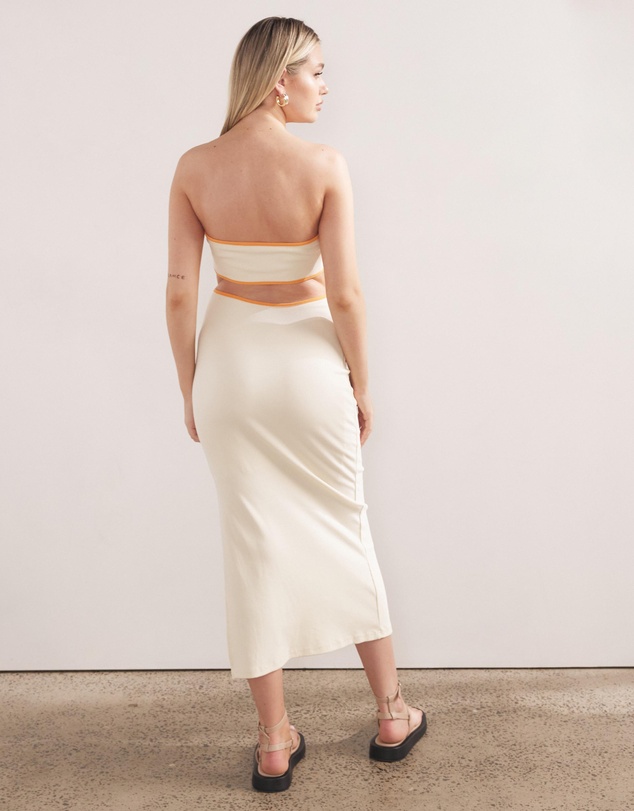 Dazie - Coco Ribbed Jersey Strapless Midi Dress
