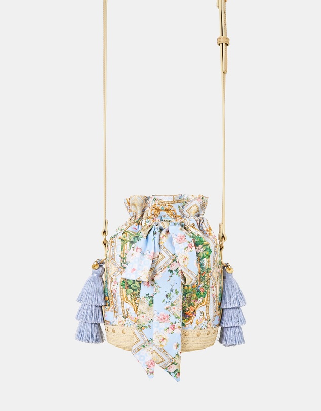 Camilla - Tie Top Bucket Bag With Tassels