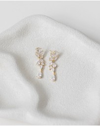 The White Collection - Clara - Gold Bridal Drop Earrings