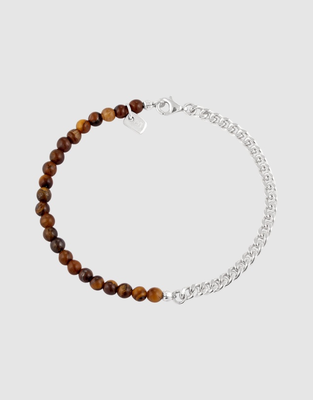 Kuzzoi - ICONIC EXCLUSIVE - Tiger's Eye Beads Bracelet in 925 Sterling Silver