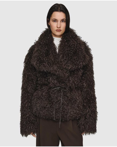 Source Unknown - Hathi Belted Faux-Fur Jacket
