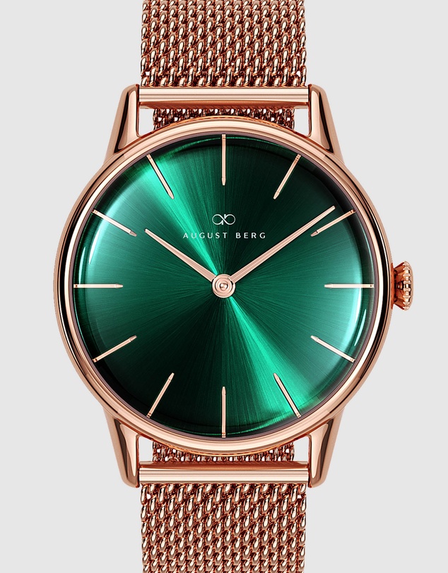 August Berg - Serenity 32mm Rose Gold Plated Mesh Watch