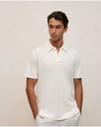 Trenery - Linen Cotton Jersey Polo in Parchment