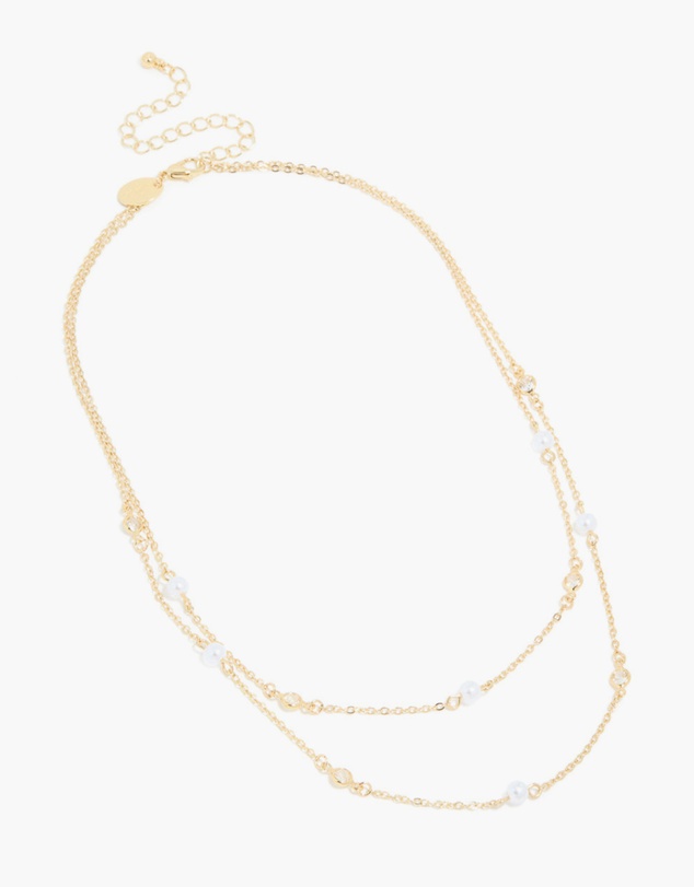 Lovisa - Gold Plated Cubic Zirconia & Pearl Layered Necklace