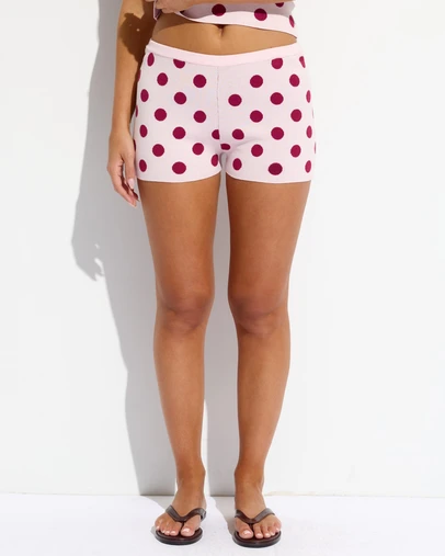 Dazie - Jenna Polka Dot Knit Shorts