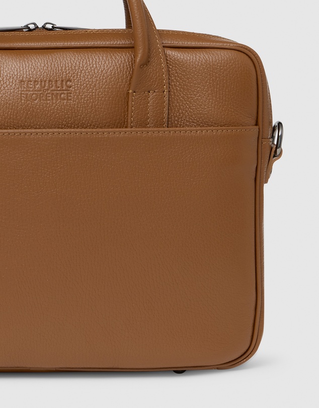 Republic of Florence - The Glasgow Pebble Tan Slim Briefcase