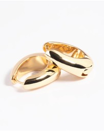 Lovisa - Gold Plated Chunky Oval Huggie Hoop Earrings