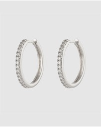 Wanderlust + Co - Classic Pave Silver 17mm Hoop Earrings