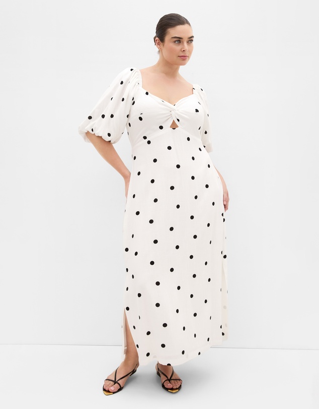 City Chic - Nala Spot Print Twist Front Dress - White