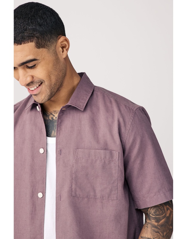 NEXT - Cotton Linen Blend Short Sleeve Shirt Standard Collar