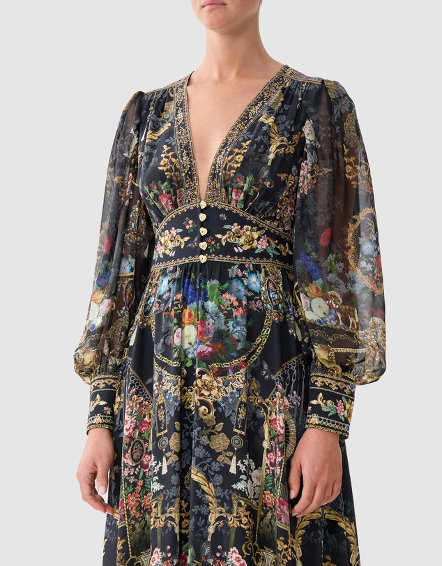 Camilla - Shaped Waistband Dress With Gathered Sleeves