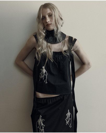 Black & Silver Beaded Cotton