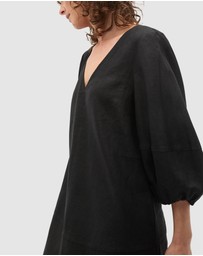 Seed Heritage - Linen V Neck Seam Detail Mini Dress